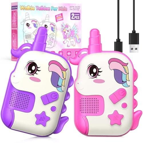 Walkie Talkie Niños Recargable, Juguetes Niñas 3 4 5 6 7 8 Años Unicornio Walkie Talkie Regalo Niñas 3-8 Años Juegos Exterior Niños Regalos de Pascua Cumpleaños Juguetes para Niñas de 3-8 Años