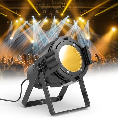 PUZILOZA 80W Par LED Foco para Escenario COB DMX con Blanco frío/Cálido, luz estroboscópica de escenario DJ con ventor parailad iglesia, concierto, boda, teatro, Navidad