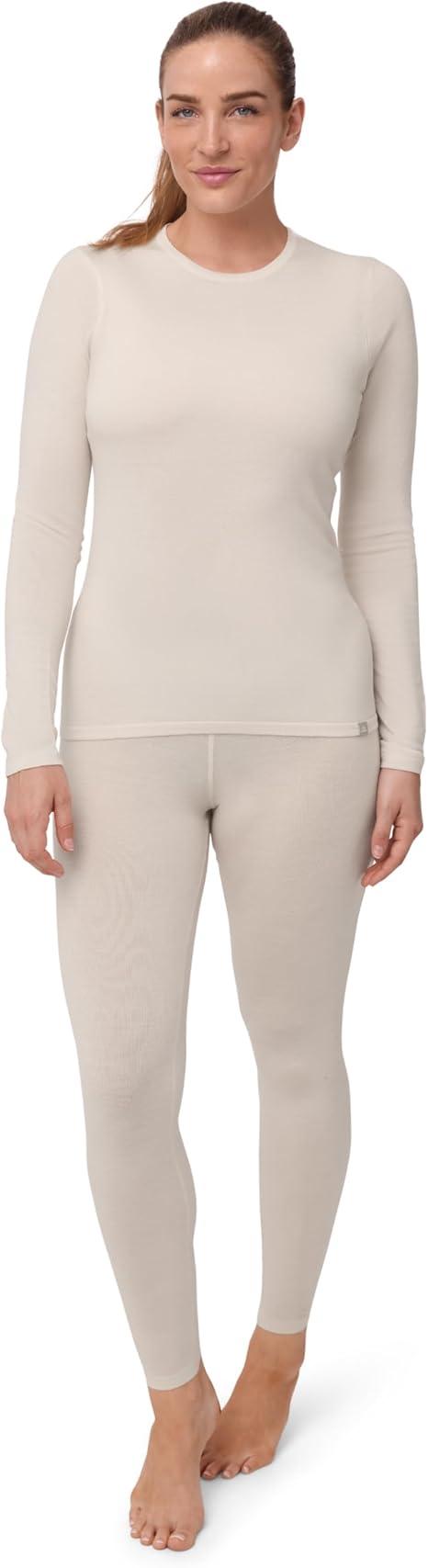DANISH ENDURANCE Conjunto Térmico Lana Merino Mujer, Camiseta Térmica y Pantalón, Ropa Interior Lana Merino