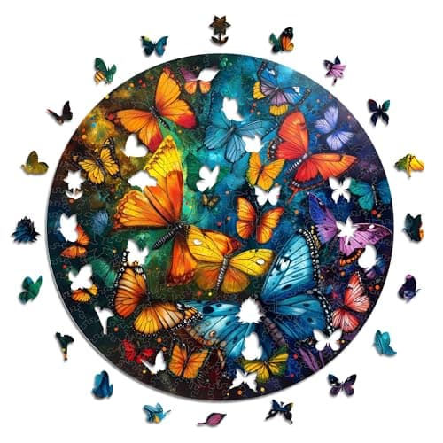 Iconic Puzzles - Mariposas Mágicas, Animales de fantasía, Puzzle de Madera 100% Sostenible, Regalos para Niños y Adultos, Talla M, 350 Piezas