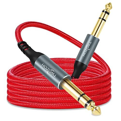 Twozoh Cable TRS 6.35mm estéreo 0,5M, Trenzado Cable Jack guitarra de 6,35 mm a 6,35 mm (Profesional/Hifi)