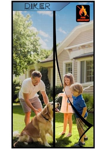 DIKER Mosquitera Puerta Magnetica 75x200cm, Cortina Mosquitera Puerta Exterior Corredera, Mosquiteras para Ventanas para Puertas de Balcón, Fibra de Vidrio para Mayor Durabilidad, Negro