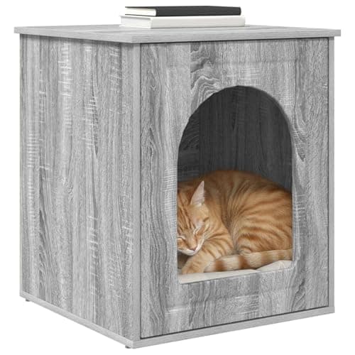 vidaXL Casa para Gatos Gris Sonoma 53 x 52 x 62 cm, Casa para Gatos, Refugio Moderno, Duradero, Acogedor, hogar Compacto, Relajarse