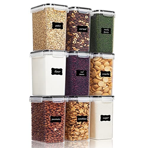 Vtopmart 2L Recipientes para Cereales Almacenamiento de Alimentos, Jarras de Almacenamiento de Plástico con Tapa Hermética Sin BPA