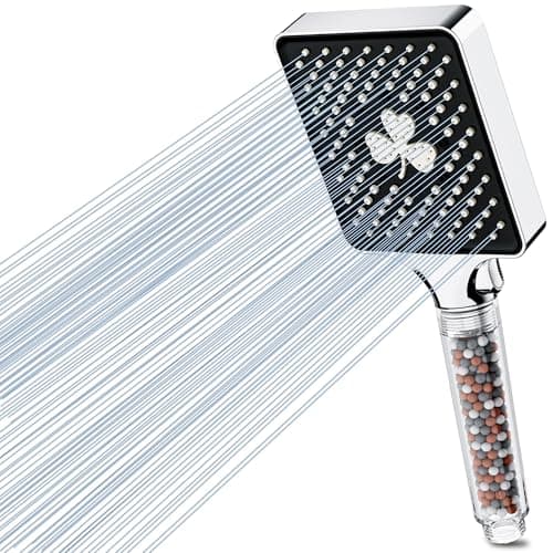 Alcachofa de Ducha de Filtro, Magichome Cuadrado Cabezal de Ducha de Alta Presión con 6 Modos, Ducha de Mano Grande y Potente para Eliminar Cloro Residual