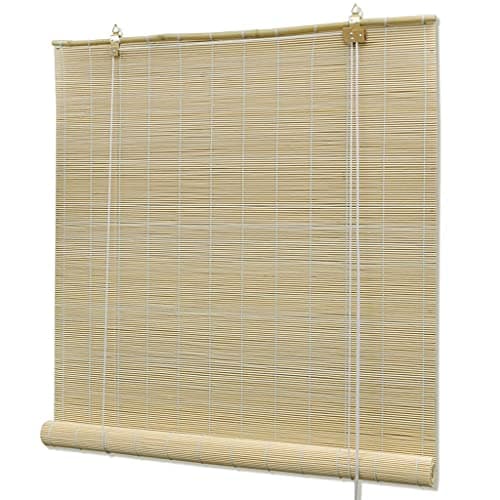vidaXL Persiana Enrollable, Cortina de Privacidad, Estor de Ventana, Persiana de Protección Solar para Interiores, Bambú Natural 150x160 cm