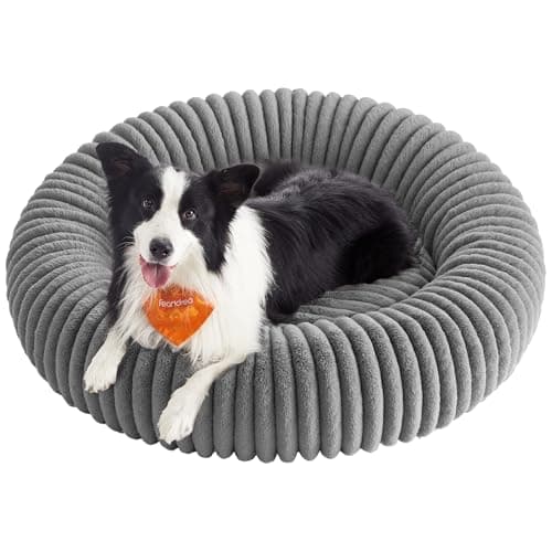 Feandrea Cama para Perros, Cama Extra Grande para Gatos, 100 cm de Diámetro, Cama para Mascotas, Cojín Lavable, Acolchado Suave, Antideslizante, Gris Paloma, PGW306GD01