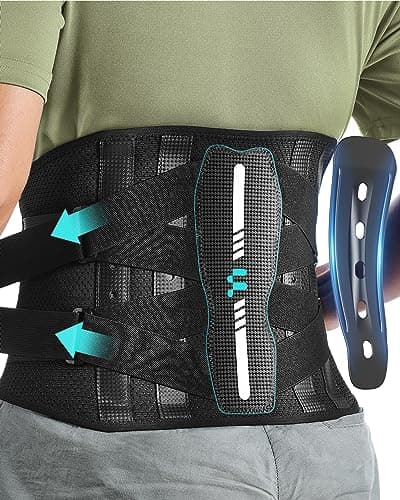 Fitomo Faja Lumbar Hombre Mujer con Soporte Ergonómico y Férulas de Fibra de Carbono, Tejido de Malla Ultra Fino, Transpirable Faja Lumbar para Dolor Espalda, Ciática, Trabajo, Postura
