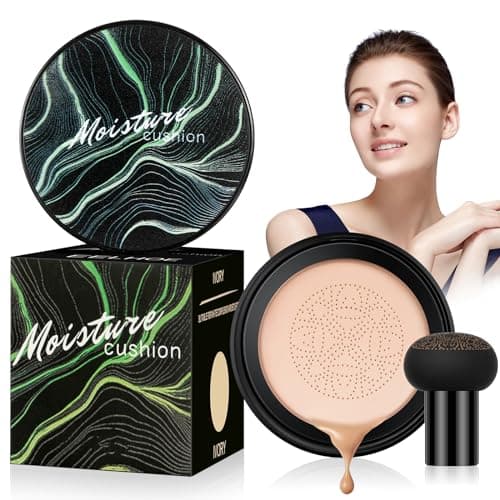 Mushroom Head Air Cushion CC Cream, BB Cream Base de Maquillaje, Base Líquida, Hidratante Corrector, Control de Aceite, Resistente al Agua, Duradero(Natural - Caja de Color Verde)