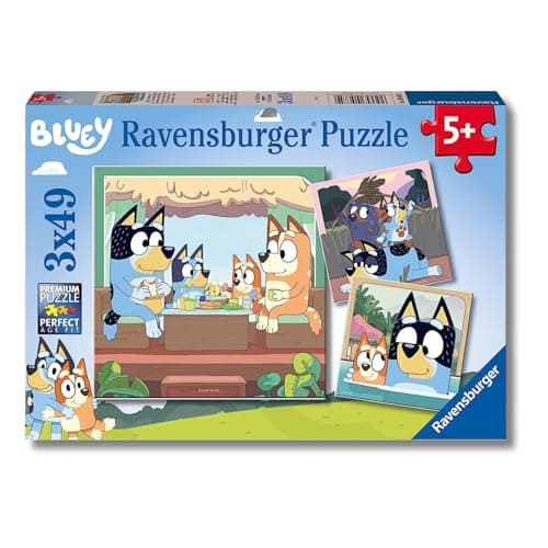 Ravensburger - Puzzles Bluey Pack De 3 | Regalo Niña 5 Años | Juegos Niños 5 Años | Rompecabezas Niños | 3 Puzzles De 49 Piezas | Ravensburger Puzzle2 | 1x21 Cm