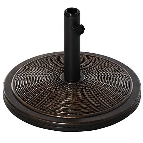 Outsunny Base para Sombrilla de Jardín Peso Neto 13 kg Soporte de Parasol de Cemento Retro para Postes de 35mm/38mm/48mm para Terraza Patio Exterior Ø48x34 cm Bronce