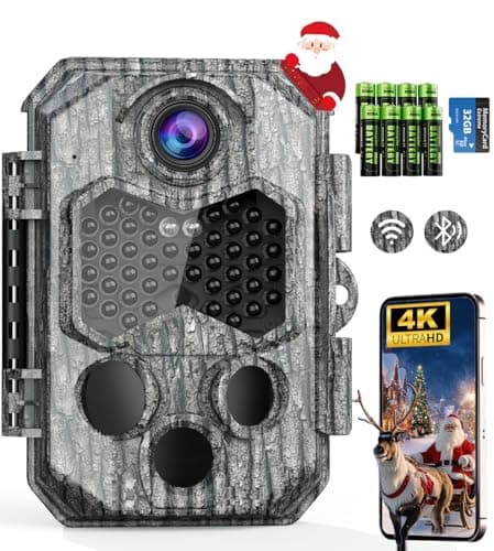 CamZeste Cámara de Caza 84MP 4K WiFi, 8 Pilas AA y Tarjeta 32G Camara Fototrampeo con 0.1s Velocidad de Disparo y Gran Angular de 130° Camara Caza, IP66 Impermeable