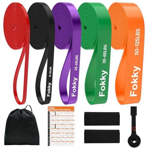 Fokky Gomas Elasticas Musculacion[Set of 5], Bandas Elasticas Musculacion con Bolsa de Transporte, Cintas Elastica Ejercicios para Entrenar Powerlifting Fitness
