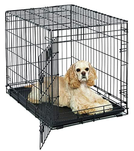 MidWest Homes for Pets Medium LifeStages - Jaula para perros de 76 cm plegable y de una sola puerta, seguridad mejorada, incluye bandeja a prueba de fugas, panel divisor, asa, patas de goma