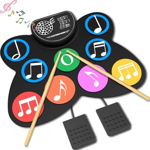 Clordeal BATERIA ELECTRONICA - BATERIA INFANTIL y ADULTO. Ideal para NIÑOS y principiantes. Con 9 pads, 7 timbres distintos, 10 pistas de demostración y 9 rítmicos. El regalo ideal para Navidad