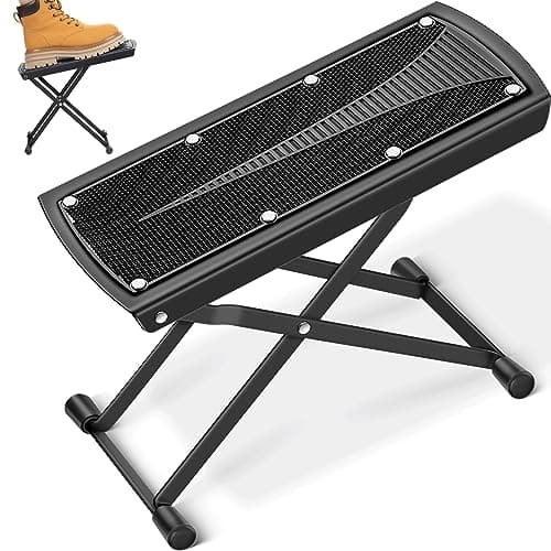 CAHAYA Reposapiés para Guitarra: con Goma Antideslizante: Plegable, Ajustable en Altura y con Gran Capacidad de Carga CY0337