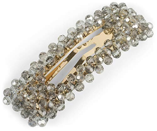 styleBREAKER pasador de mujer rectangular con perlas de plástico y cierre de clip, pinza para el pelo, pasador 04027007, color:Gris