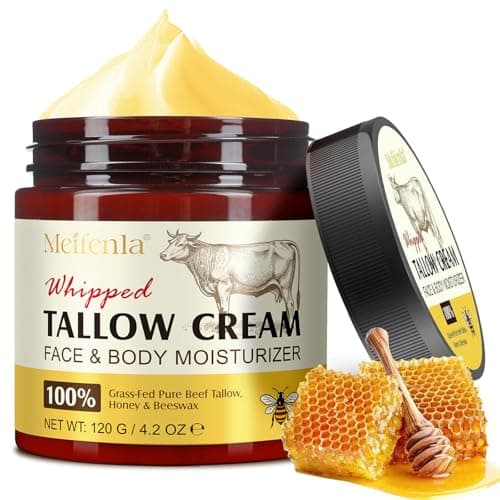 Sebo de Res Para la Piel, Crema Facial Sebo de Res, Tallow Puro Crema Hidratante Facial, Beef Tallow Cream, Orgánico 100% Natural Sebo de Res Alimentado con Pasto, Sebo de Vaca Skin Care 120G