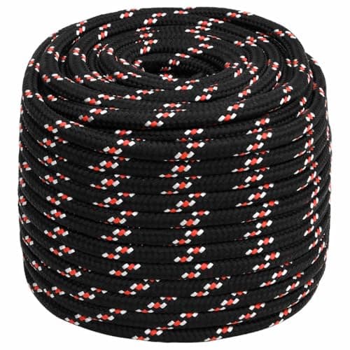 vidaXL Cuerda de barco polipropileno negra 16 mm 100 m, cuerda, cuerda enrollada, cordón trenzado, cuerda trenzada, cuerda de anclaje, cuerda marítima