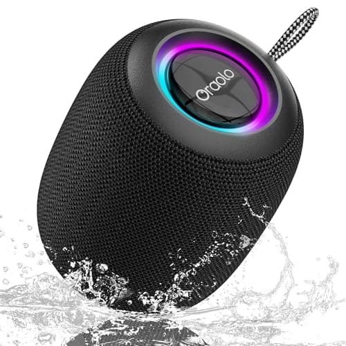 oraolo Altavoz Bluetooth Pequeño, Altavoz Portatil Bluetooth 5.4, Mini Altavoces Ducha, 30H Reproducción, IPX7 Resistencia al Agua, TWS, Adecuado para Exteriores/Fiestas/Viajes (Black)