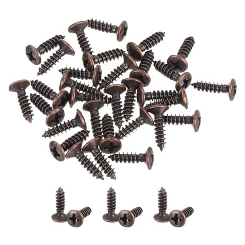 QUARKZMAN 25pcs Tornillos de Montaje de Placa de Arañazo para Guitarra Eléctrica y Bajo, 3mm, Bronce Rojo
