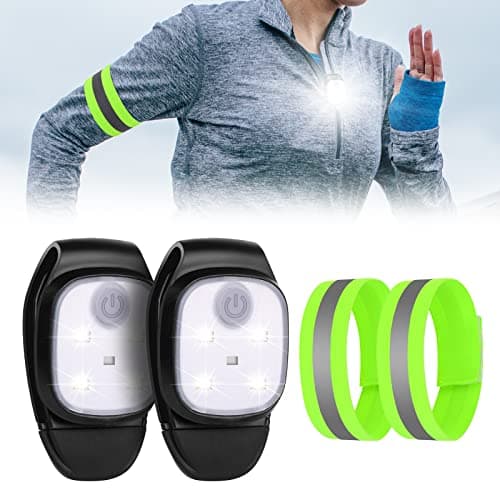 URAQT Lampara para Correr, 2 Pcs Linterna Manos Libres, 4 Modos de Luz Lámpara con Clip, Linterna Frontal LED para la Noche con 2 Bandas Reflectantes, Luz Frontal para Correr Camping Pesca Excursión