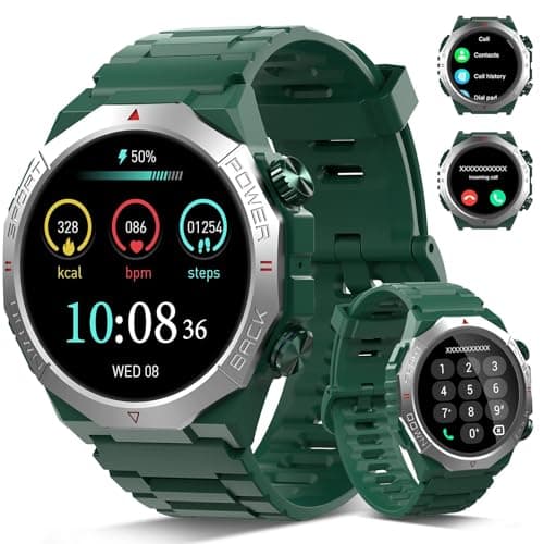 Reloj Inteligente Hombre, 1,39" Smartwatch con Llamadas Bluetooth, 110+ Modos Deportes Smart Watch, Podómetro/Monitoreo de Sueño/Pulsómetro, Impermeable IP68 Pulsera Actividad para Android iOS, Verde