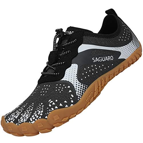 SAGUARO Mujer Hombre Barefoot Zapatillas Minimalistas Zapatillas de Trail Running Antideslizante Calzado Barefoot para Fitness Trekking Gym Hm Gris Bianco,Gr.36