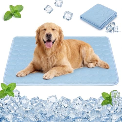 Qoosea Alfombrilla Refrescante para Perro y Gato, Esterilla Refrescante Seda de Hielo para Mascotas No Tóxicas Pet Cooling Mat, Alfombra de Autorefrigerante Manta Enfriamiento de Dormir(55 * 70CM)