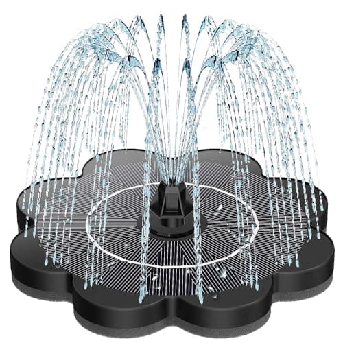 SZMP Fuente Solar Jardin Exterior 3.5W, 2025 Nuevo Vidrio Panel Bomba de Agua Solar, 8 Boquillas & 4 Fijadores para Estanque de Jardín Fuente, Baño para Pájaros, Piscina, Circulación de Agua (Negro)