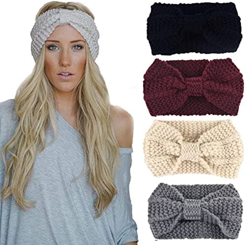 DRESHOW 4 Piezas Diadema Mujer Invierno Diadema Cabeza Anchas Cabello Turbante Banda Accesorio Pelo para Mujer