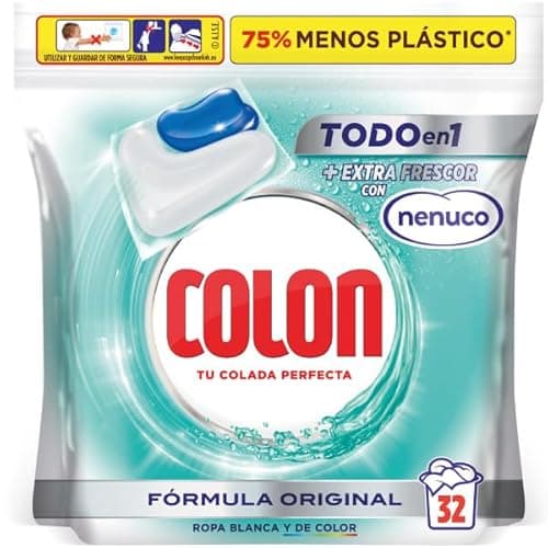 Colon Total Power Gel Caps Nenuco Detergente para Lavadora, Aroma Nenuco, Formato Cápsulas - 32 Dosis, El embalaje puede variar