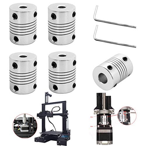 Youmile 5 piezas acoplamientos flexibles de 5 mm a 8 mm acoplamiento de eje de aleación de aluminio acoplador flexible para impresora 3D / máquina CNC con llave Allen