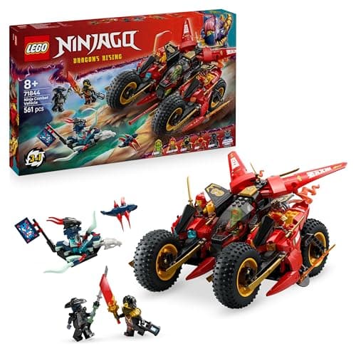 LEGO Ninjago Vehículo de Combate Ninja - Set de Construcción Transformable a 2 Motos Ninja y Avión Reactor de Juguete - 6 Minifiguras Inc. Kai y Cole - Regalo para Niños de 8+ Años 71844