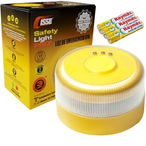 ISSE SAFETY Baliza v16 Homologada DGT SIM y Datos Incluidos hasta 2038 - Luz Emergencia Coche Homologado DGT 3.0 - v16 Con Geolocalización Obligatoria Enero 2026 v16 Homologada DGT