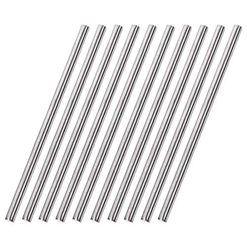 sourcing map Varillas Redondas Sólidas de Acero Inoxidable 304 6mm x 200mm para DIY, 10 Piezas