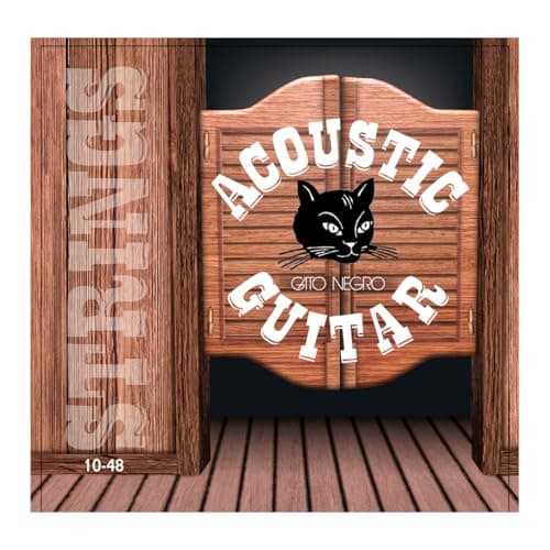 Gato Negro Juego de Cuerdas para Guitarra Acústica 10-48, Fabricado Artesanalmente en España desde 1868, Entorchadas 65% Bronce y 35% Zinc