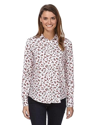 Vincenzo Boretti Blusa, Corte Recto, Cuello de la Camisa Rojo S