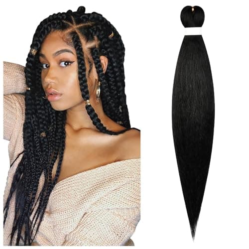 Aomig Extensiones para Trenzas, 25" Pelo Sintético Trenzas Africanas, Braiding Twist Crochet Hair Postizas, Accesorios Cosplay Fiesta, Negro