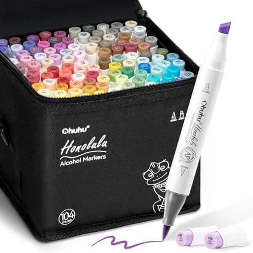 Ohuhu - Rotuladores de colores pastel con 104 colores, punta doble, marcador para diseños y cómics, para bocetos, caligrafía, dibujos e ilustraciones
