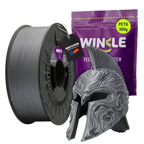 WINKLE Filamento PETG Plata | Filamento Impresora 3D | Filamento PETG 1,75mm 300g | Compatible con Mayoría Impresoras 3D | PETG Plata | Precisión Dimensional | Bobina 300g