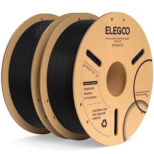 ELEGOO Filamento PLA+ 1.75 2KG Negro, Precisión Dimensional +/- 0.02mm, Carrete Filamento para Mayoría Impresoras 3D