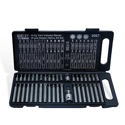 CCLIFE 40pcs Juego de tuercas Torx XZN Juego de vasos hexagonales internos multidientes y juego de puntas T20-T55 M5-M12 H4-H12 CRV