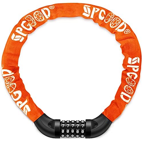 SPGOOD Candado de Bicicleta Antirrobo (14 colores) antirrobo de combinación de 5 dígitos Candado,utilizado para bicicletas, motocicletas, puertas(Naranja)