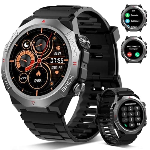 Atheewon Reloj Inteligente Hombre Mujer con Llamadas, 1.39" Militar Smartwatch con 110+ Modos Deportivos para Android iOS, Negro (Negro)