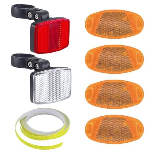 Kzouenzu Reflector De Bicicleta [6 Piezas], Catadióptricos Para Ruedas Delanteras Y Traseras, Reflector Nocturno, Bicicleta Advertencia Reflector, Para Bicicleta De Carretera, Mtb Y E-Bike