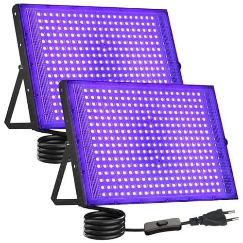 CREATESTAR Luz Negra Ultravioleta 300W, 2 Piezas Foco de luz negra LED, Luz UV impermeable IP66 luces negras para Bar Discoteca Pinta Corporal fiesta luminosa iluminación de escenario Halloween