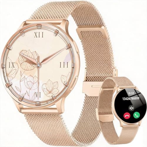 Reloj Inteligente Mujer, 1.32" AMOLED Smartwatch Mujer con Asistente de Voz, Monitor Sueño, Podómetro, Pulsómetro, 120+ Modos Deportivos Smart Watch con Llamadas y Notificación, IP68 para Android iOS