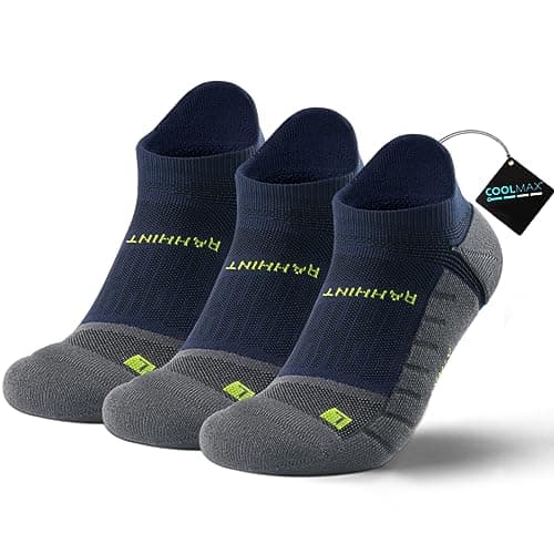 Rahhint Coolmax Corto Antiampollas Compresion Running Calcetines Tobilleros Hombre, Evacuación de la Humedad, (3 Pares)