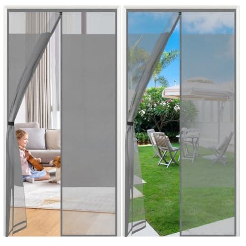 Sekey Mosquitera de privacidad Cortina Puerta Antimosquitos Magnetica, 90x210 cm, Gris